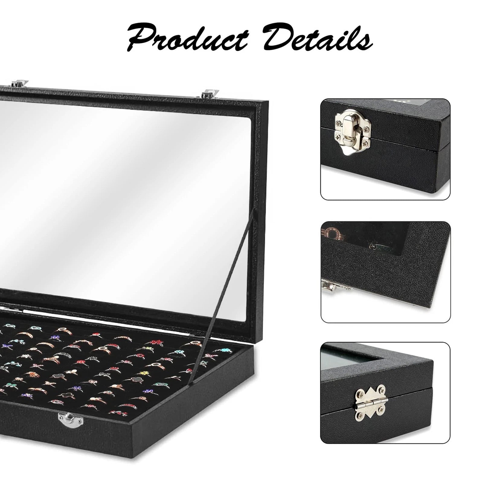 Ring Display Case Organizer Box with Transparent Lid, 100 Slots Ring Storage ... | eBay