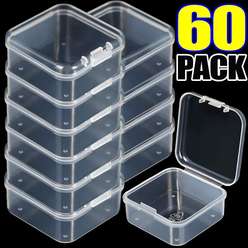 6/60Pcs Mini Plastic Box Square Transparent Storage Box for Jewelry Earrings Rin | eBay