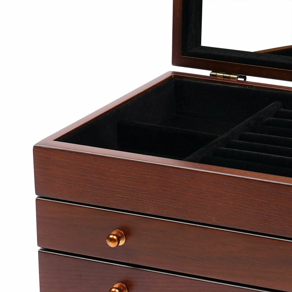 Wooden Jewelry Storage Box 6 Layer Watches Necklace Case Cabinet with Drawers | eBay