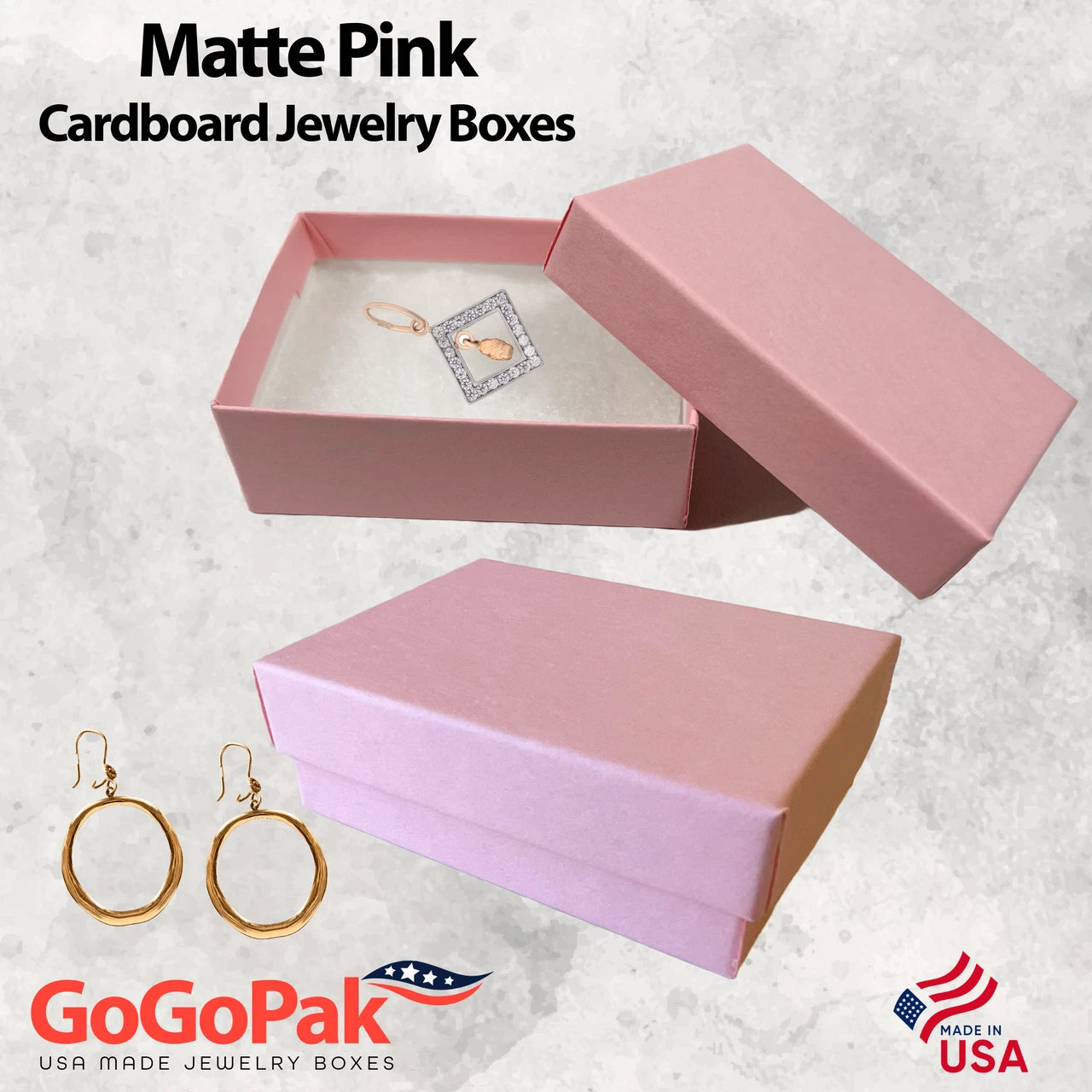100 Matte Pink Jewelry Boxes - 3-1/6"x2-1/8"x1" Bulk Cotton Filled - USA Made | eBay