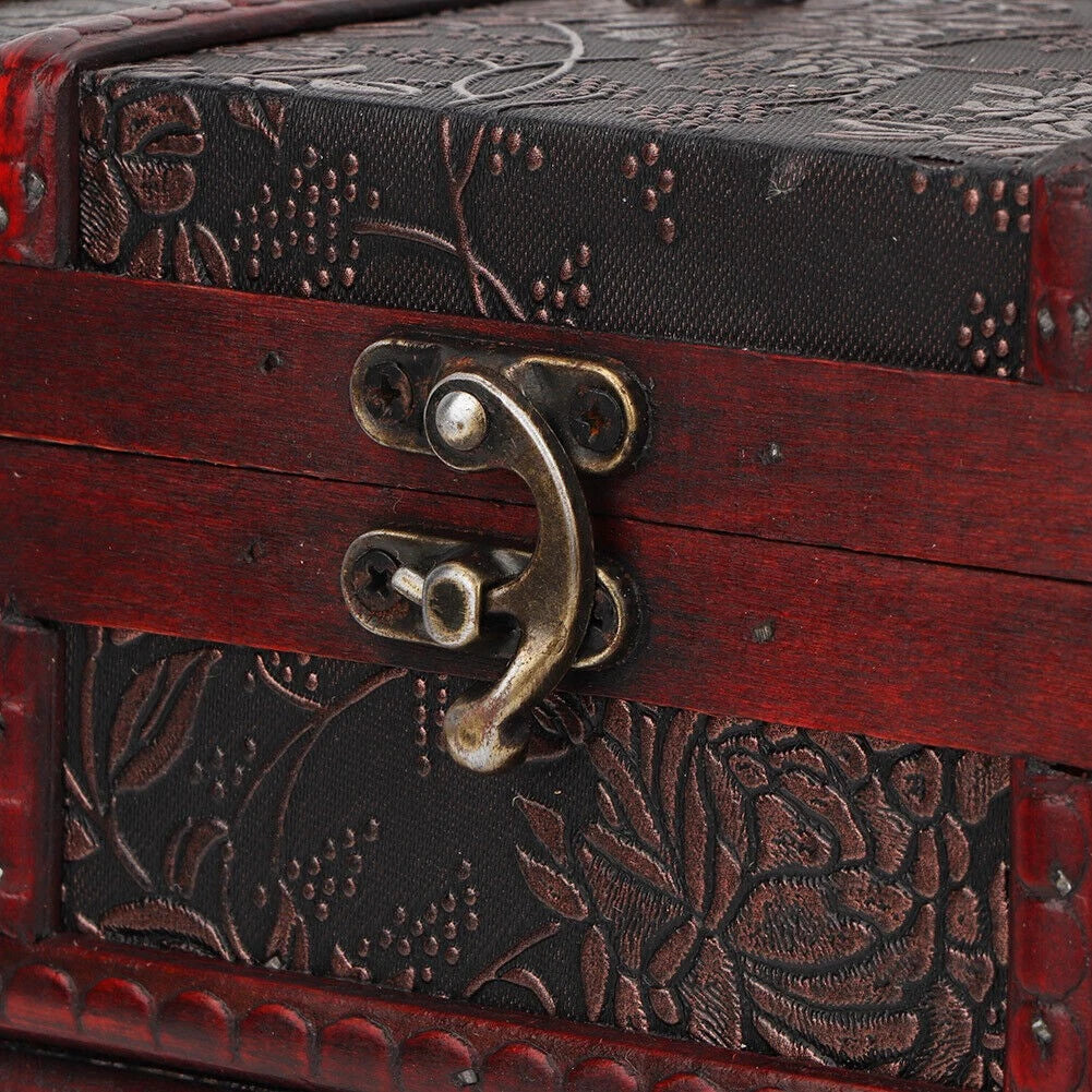 Vintage Wooden Jewelry Box Case Holder Necklace Earrings Storage Box Organizer | eBay