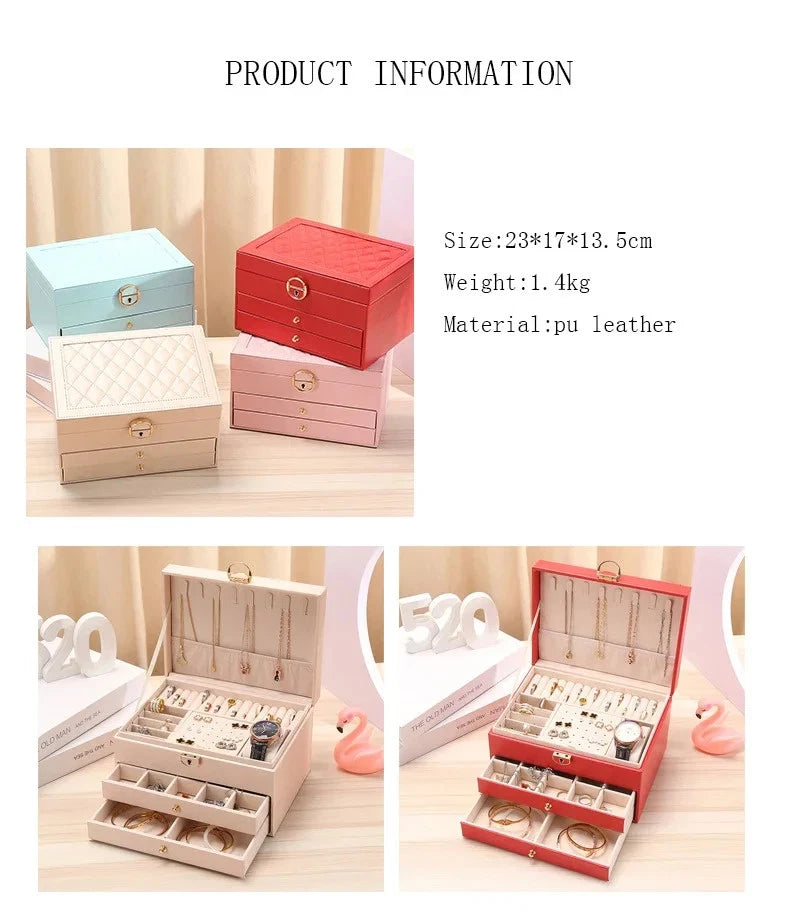 Leather Drawer Necklace Earrings Bracelets Jewelry Storage Box Organizer Display | eBay