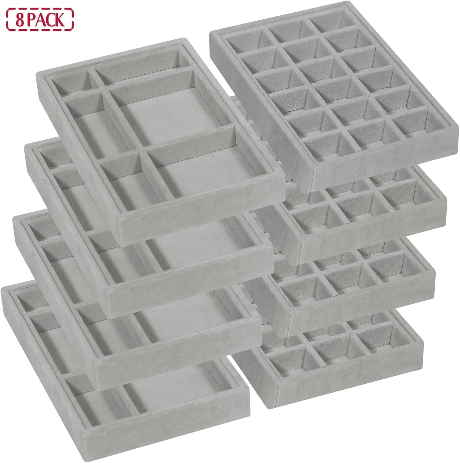 8 Pack Stackable Velvet Jewelry Trays Organizer Storage Box Display Trays Showca | eBay
