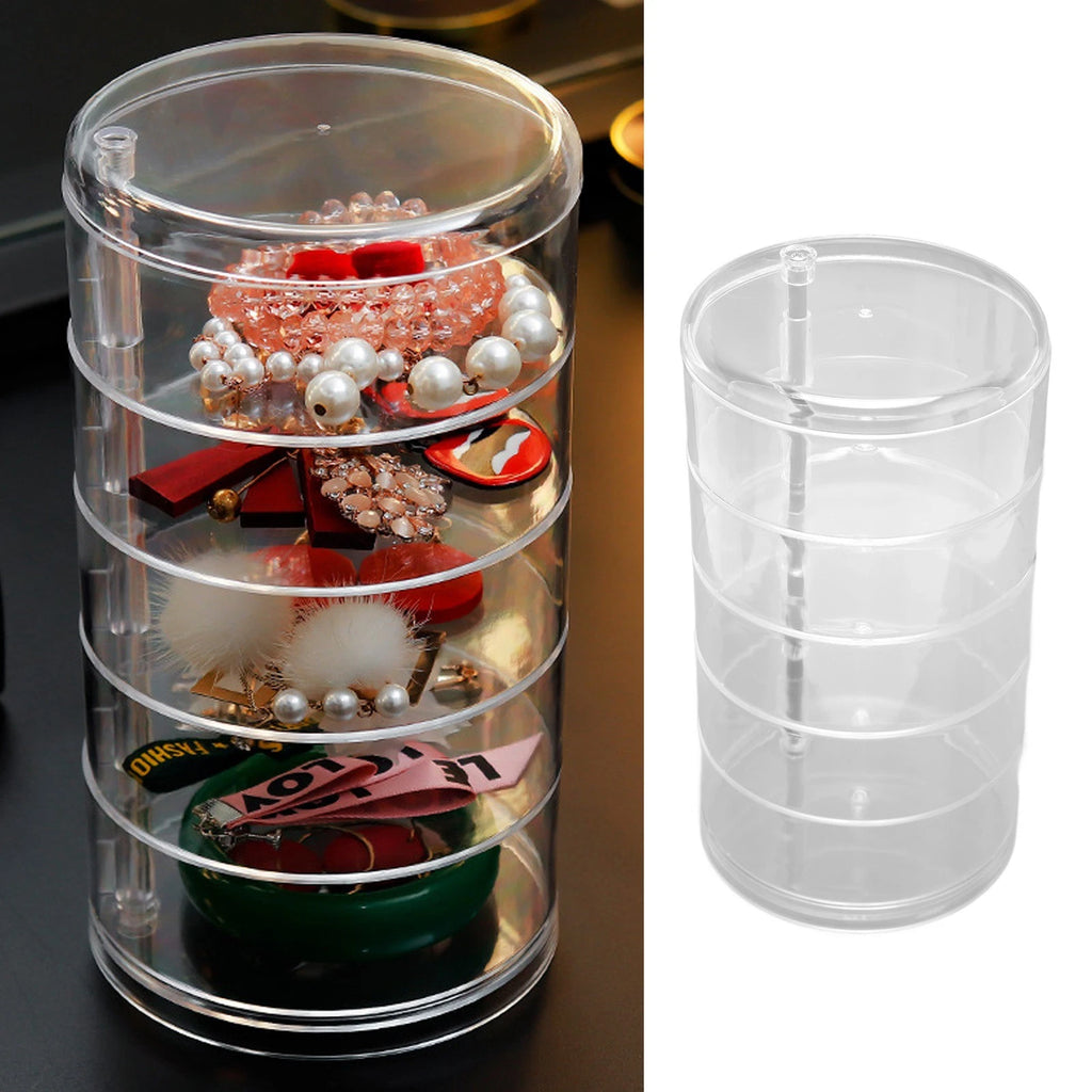 Rotatable Jewelry Box 5 Layer Transparent 360 Degree Rotation Space Saving E DGD | eBay