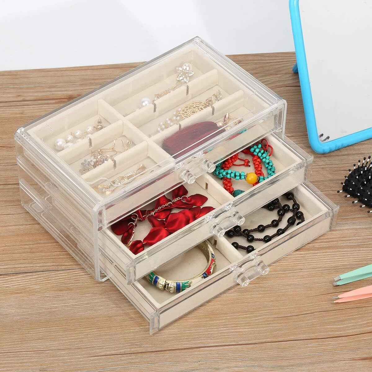 Acrylic Jewelry Organizer Makeup Cosmetic Storage Organizer box Clear Jewelry Ca | eBay