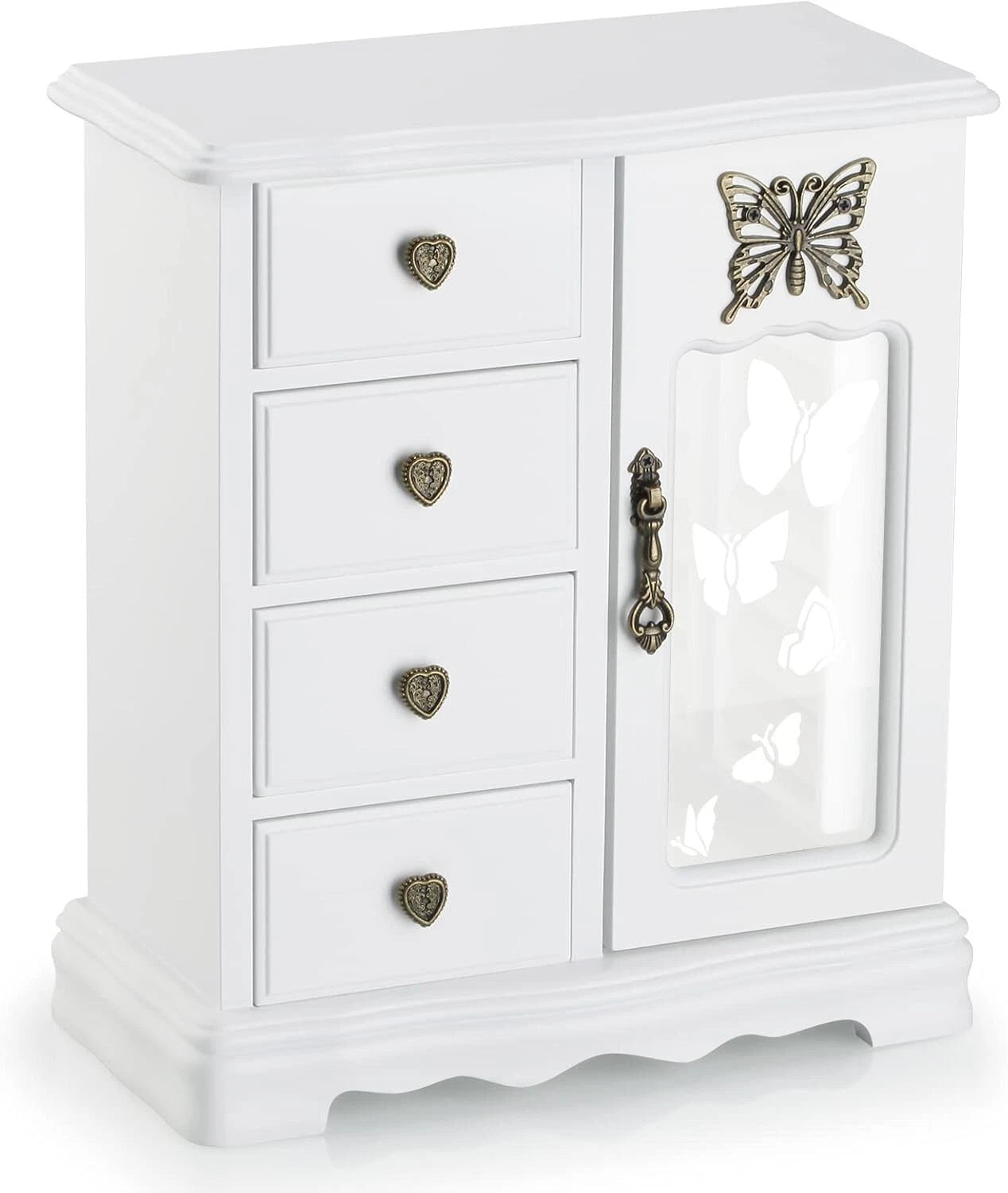 Luxury White Jewelry Organizer with Velvet Lining and Built-in Mirror for Women | eBay