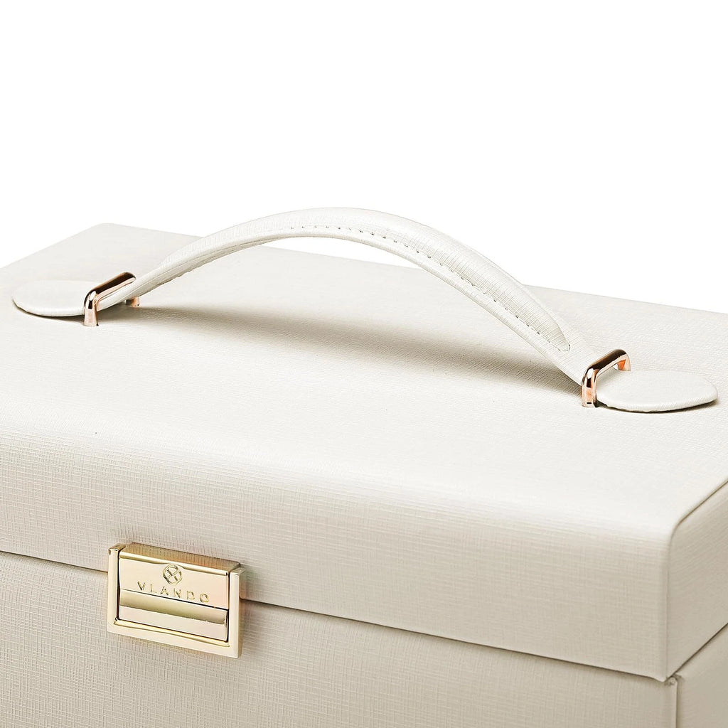 Vlando Mirrored Jewelry Box Organizer Leather Jewelry Storage Case Necklaces ... | eBay