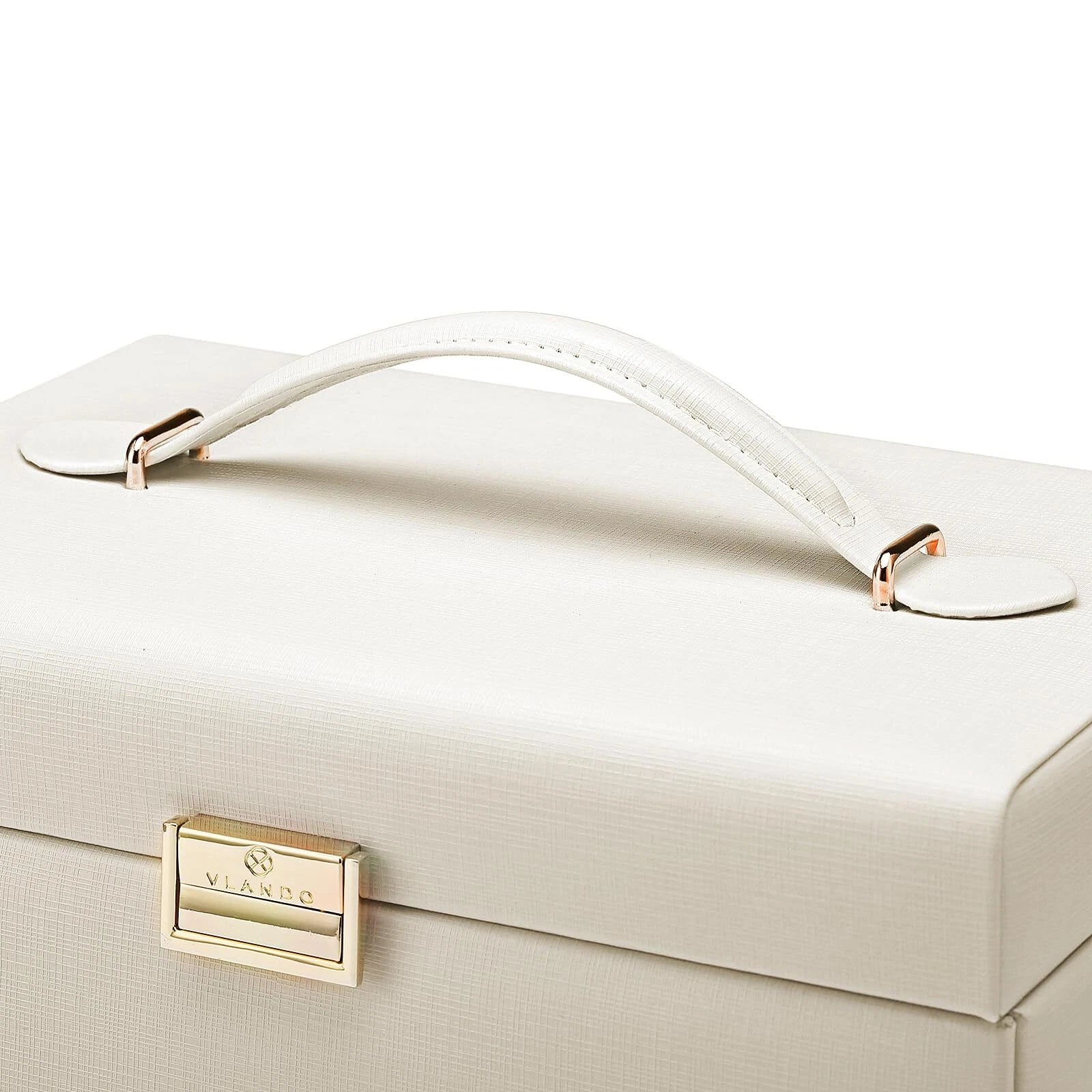 Vlando Mirrored Jewelry Box Organizer Leather Jewelry Storage Case Necklaces ... | eBay