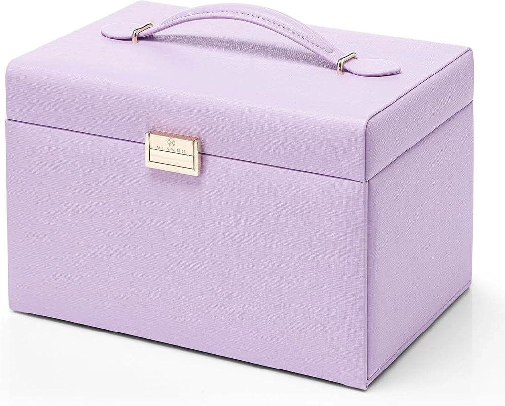 Mirrored Jewelry Box Organizer, Leather Jewelry Storage Case, Necklaces Earrings | eBay