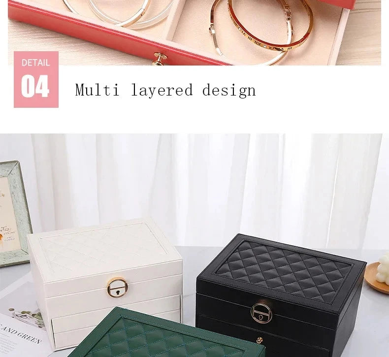 Leather Drawer Necklace Earrings Bracelets Jewelry Storage Box Organizer Display | eBay