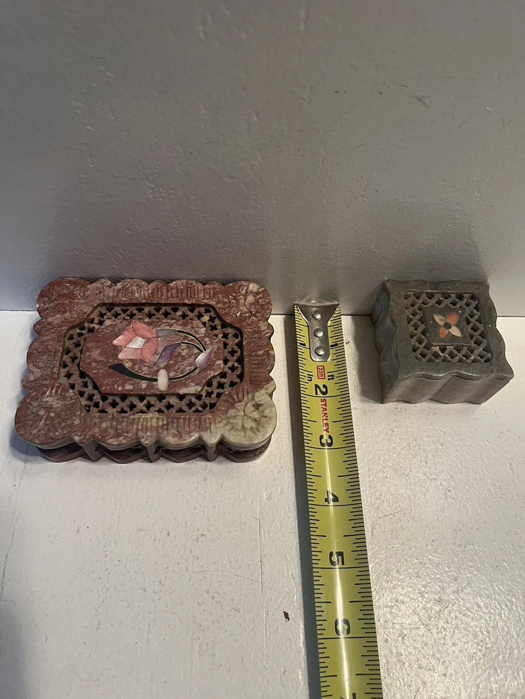 2 stone or hard resin jewelry boxes small items | eBay