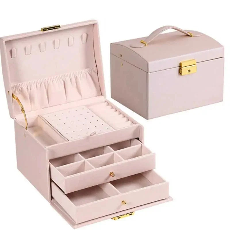 Portable Jewellery Organizer Box Two Drawer Earring Ring Necklace Storage Case | eBay