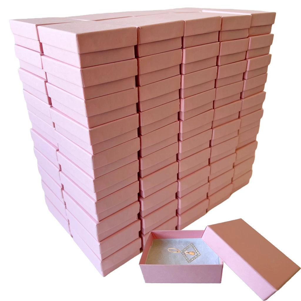 100 Matte Pink Jewelry Boxes - 3-1/6"x2-1/8"x1" Bulk Cotton Filled - USA Made | eBay