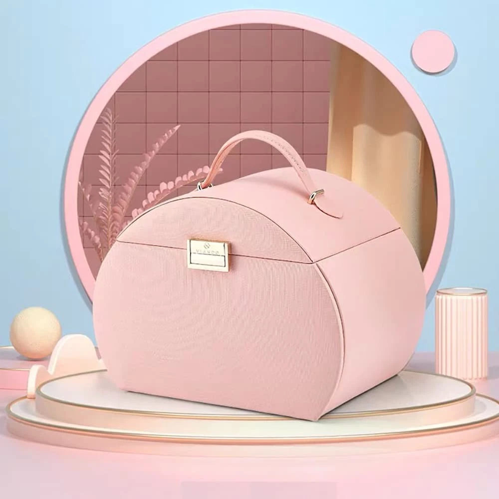 Princess-Style Luxury Jewelry Box, Leather Mirrored Necklaces Earrings Rings ... | eBay