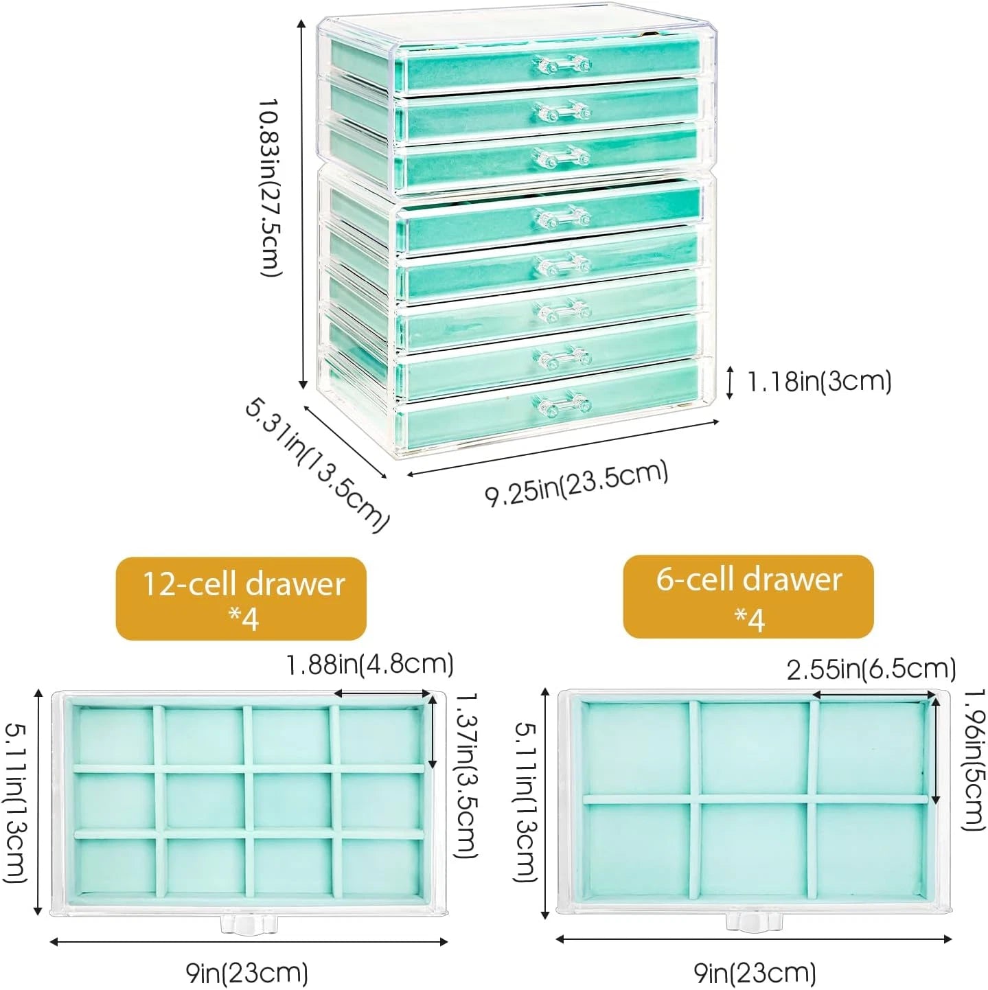 Earring Holder Organizer Jewelry Box with 8 Drawers, Acrylic Clear Earring Case | eBay