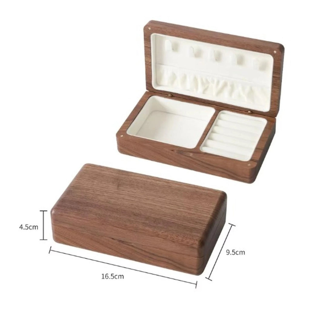 Travel Jewelry Box Storage Box Black Walnut for Women Wooden Dustproof Desktop | eBay