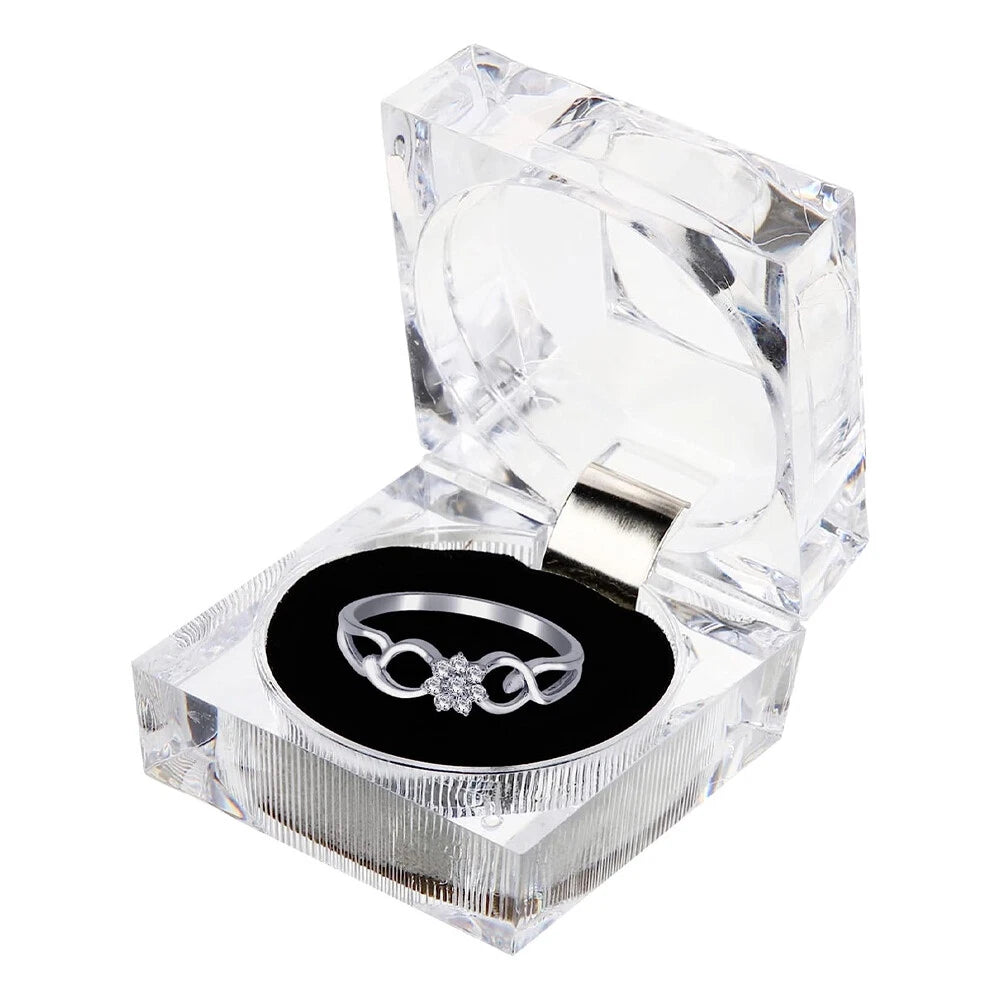 24Pcs Clear Crystal Ring Gift Boxes Earrings Jewelry Storage Black Box | eBay
