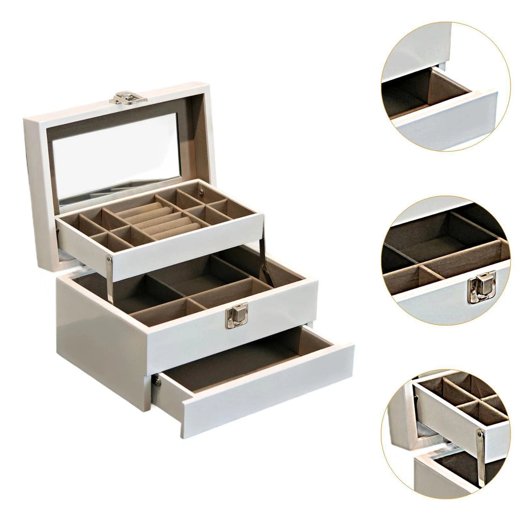 Jewelry Storage Box Wooden Jewelry Organizer for Vanity Table Watches Rings | eBay