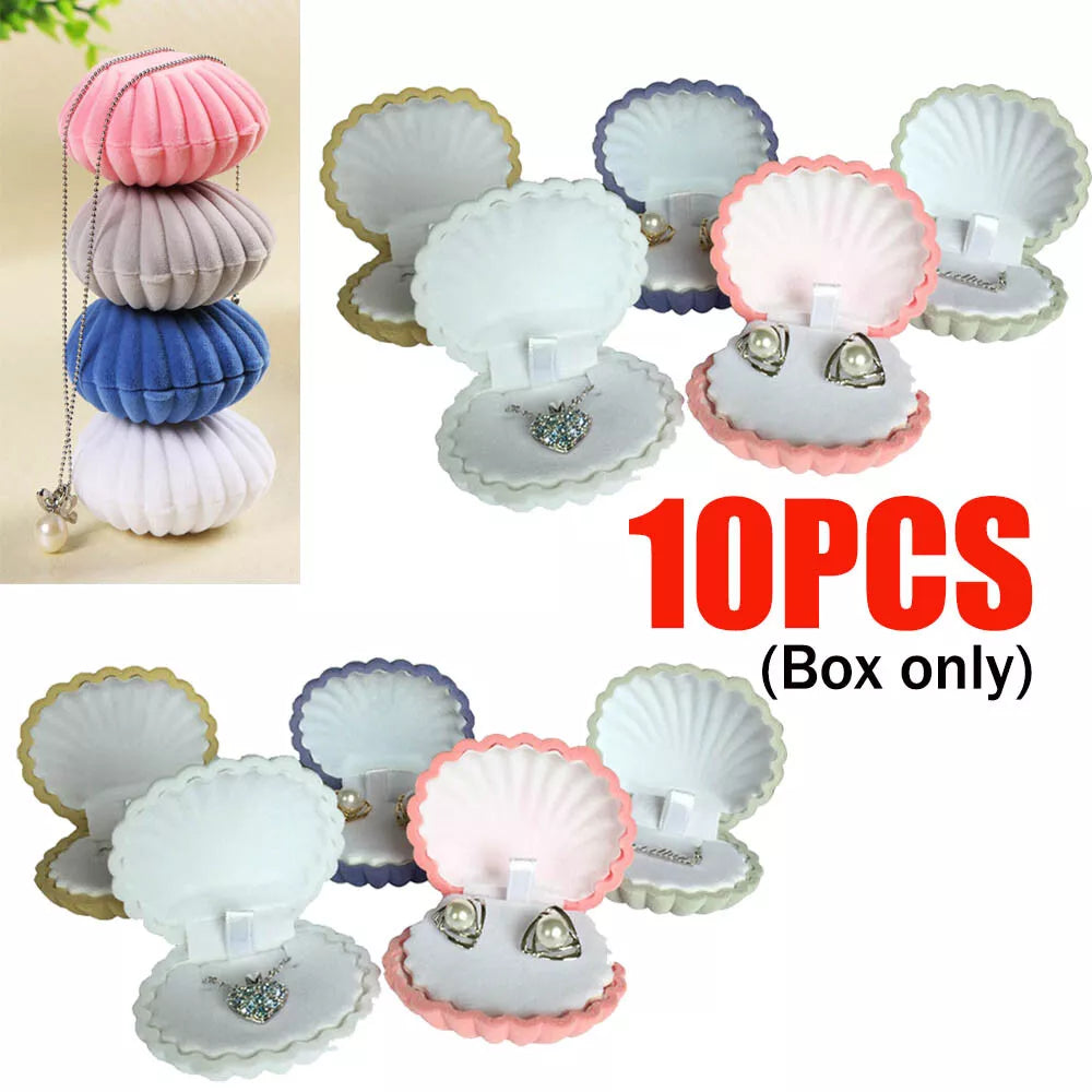 10Pcs Shell Velvet Ring Case Earrings Necklace Jewelry Display Storage Gift Box | eBay