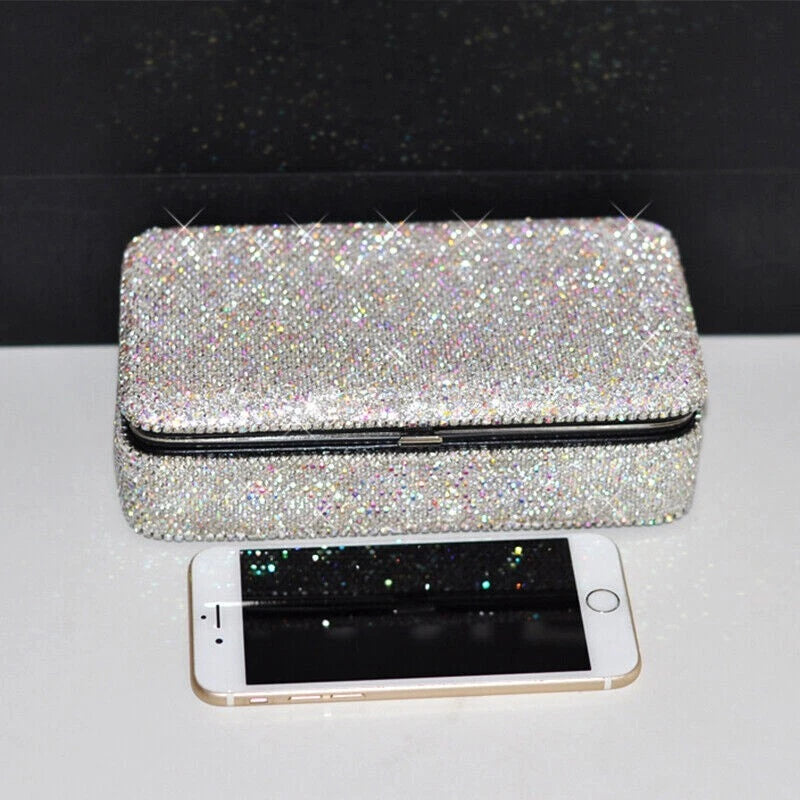 Rhinestone Jewelry Box with Mirror Portable Cosmetic Jewelry Earrings Ring Case | eBay