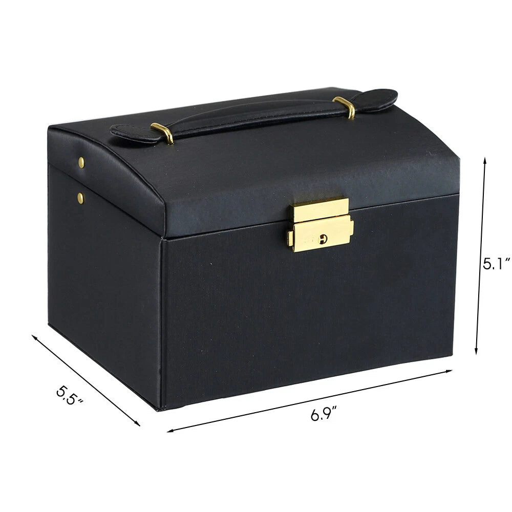 3-Tier Portable Jewelry Storage Case for Necklace Earrings Rings Bracelets Black | eBay