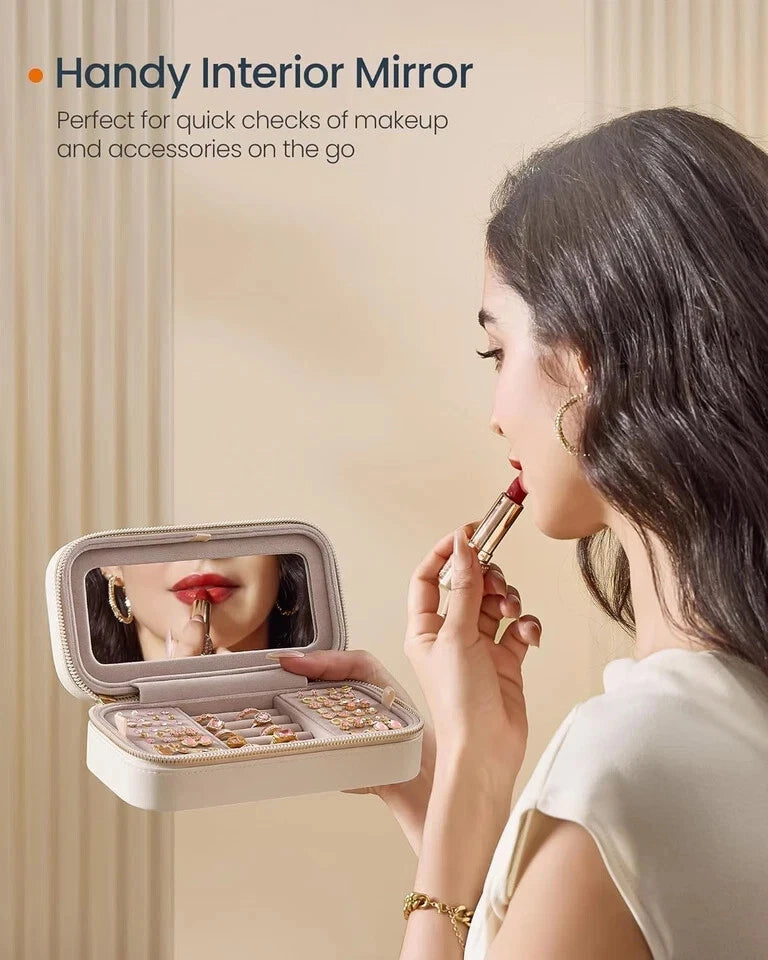 SONGMICS HOME Travel Jewelry Case, Small Jewelry Box Organizer with Mirror, 4.1 | eBay