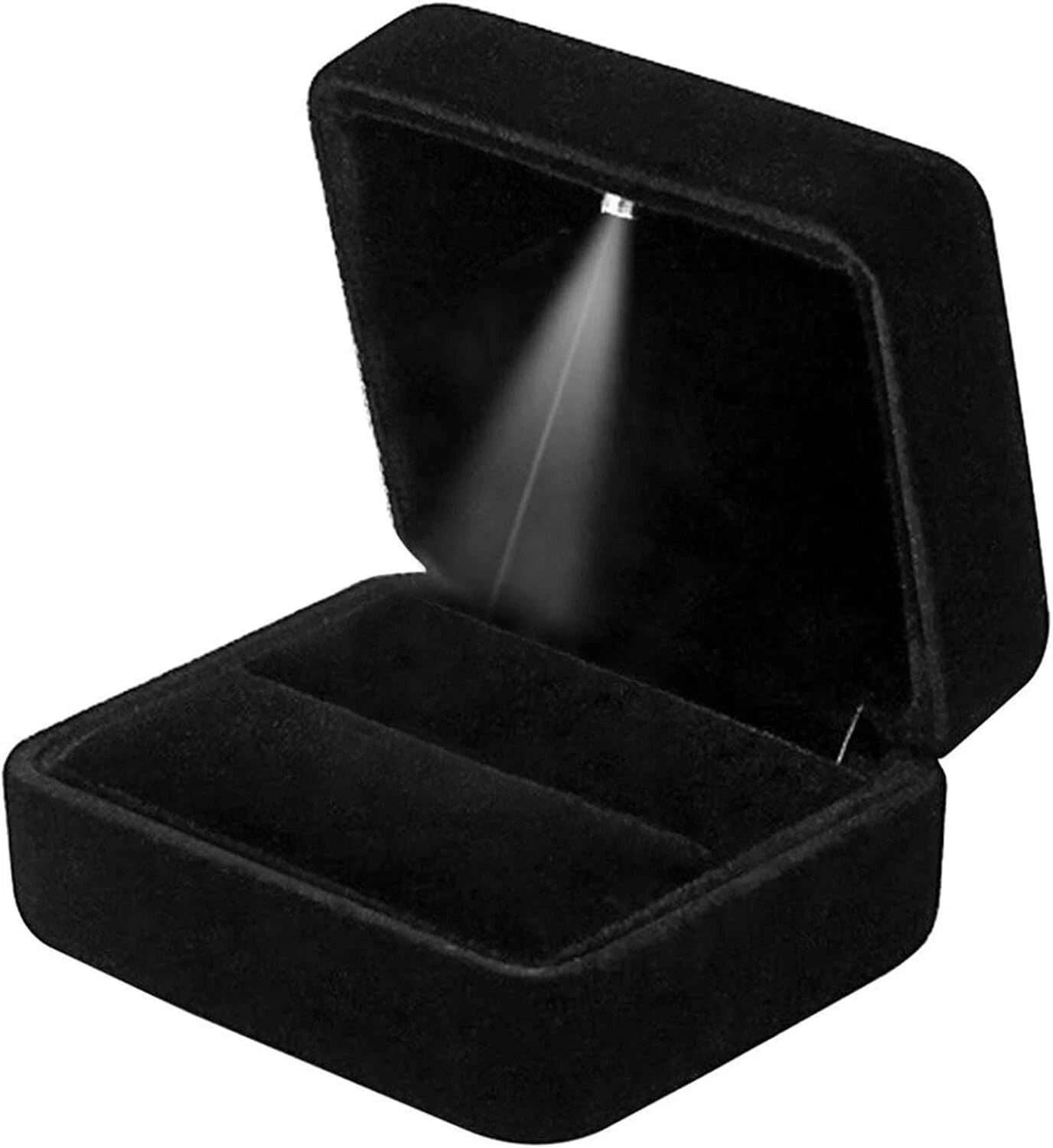 Velvet Ring Box with LED Light Jewelry Display Storage for Wedding Proposal | eBay