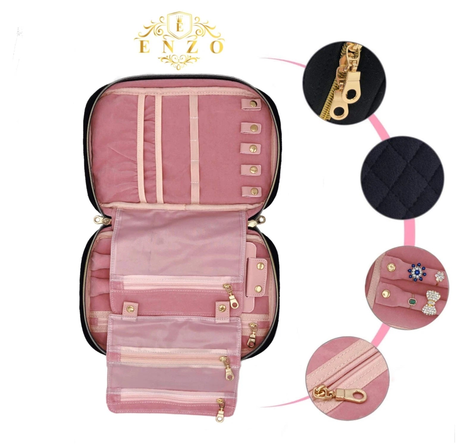 ENZO Travel Jewelry Storage Case | Organizer Bag | Box For Necklace, Earrings... | eBay