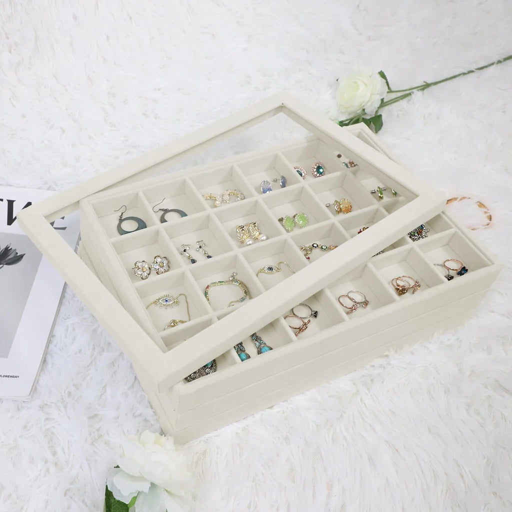 Jewelry Organizer Set of 4 Jewelry Box Velvet Jewelry Tray Jewelry Drawer Organi | eBay