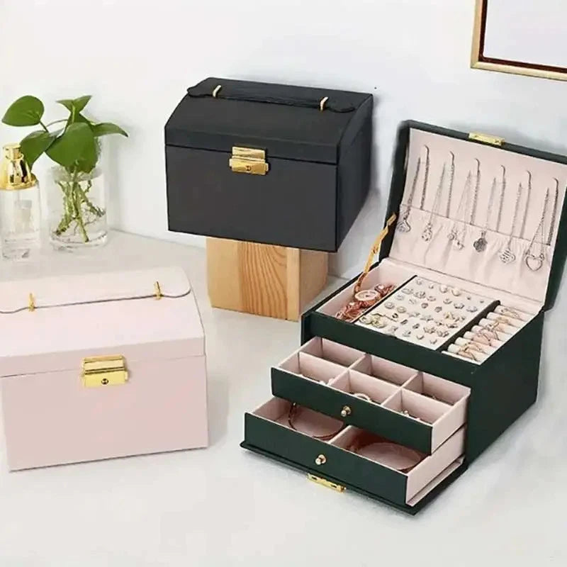 Portable Jewellery Organizer Box Two Drawer Earring Ring Necklace Storage Case | eBay