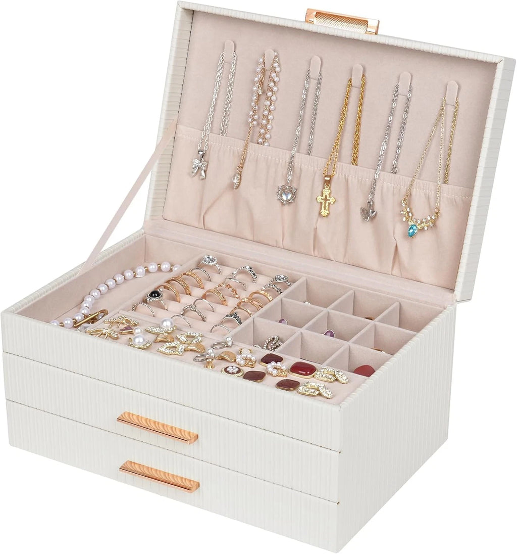 Jewelry Boxes for Women, Jewelry Box Organizer with 2 Drawers, 3-Tier Large Jewe | eBay