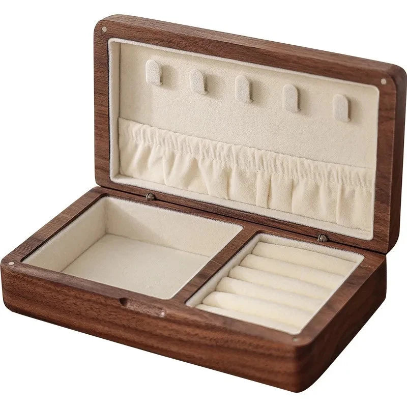 Portable Wood Jewelry Storage Box Necklace Earrings Rings Organizer Holder | eBay