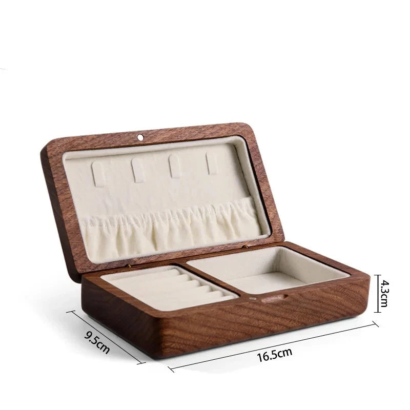Portable Wood Jewelry Storage Box Necklace Earrings Rings Organizer Holder | eBay