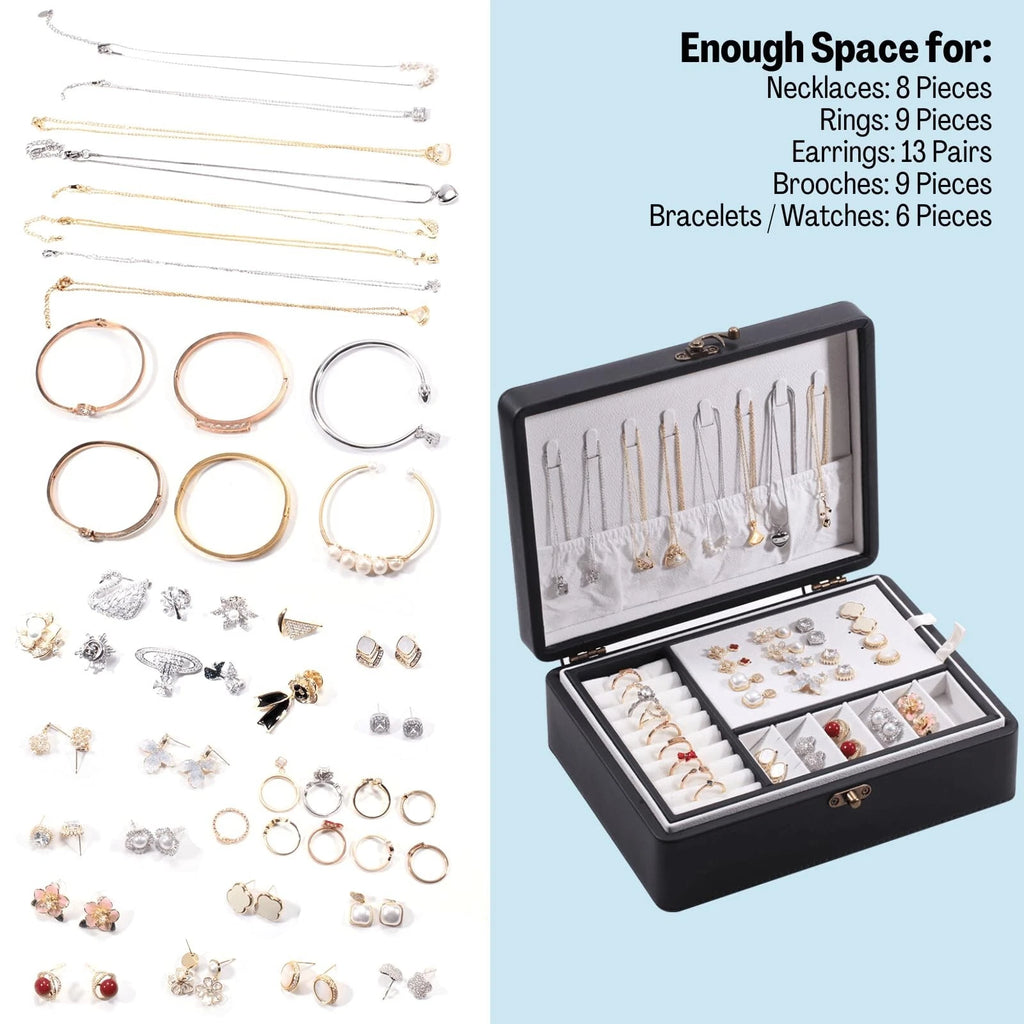 2-Layer Jewelry Box for Women, Floating Effect Leather Jewelry Organizer with... | eBay