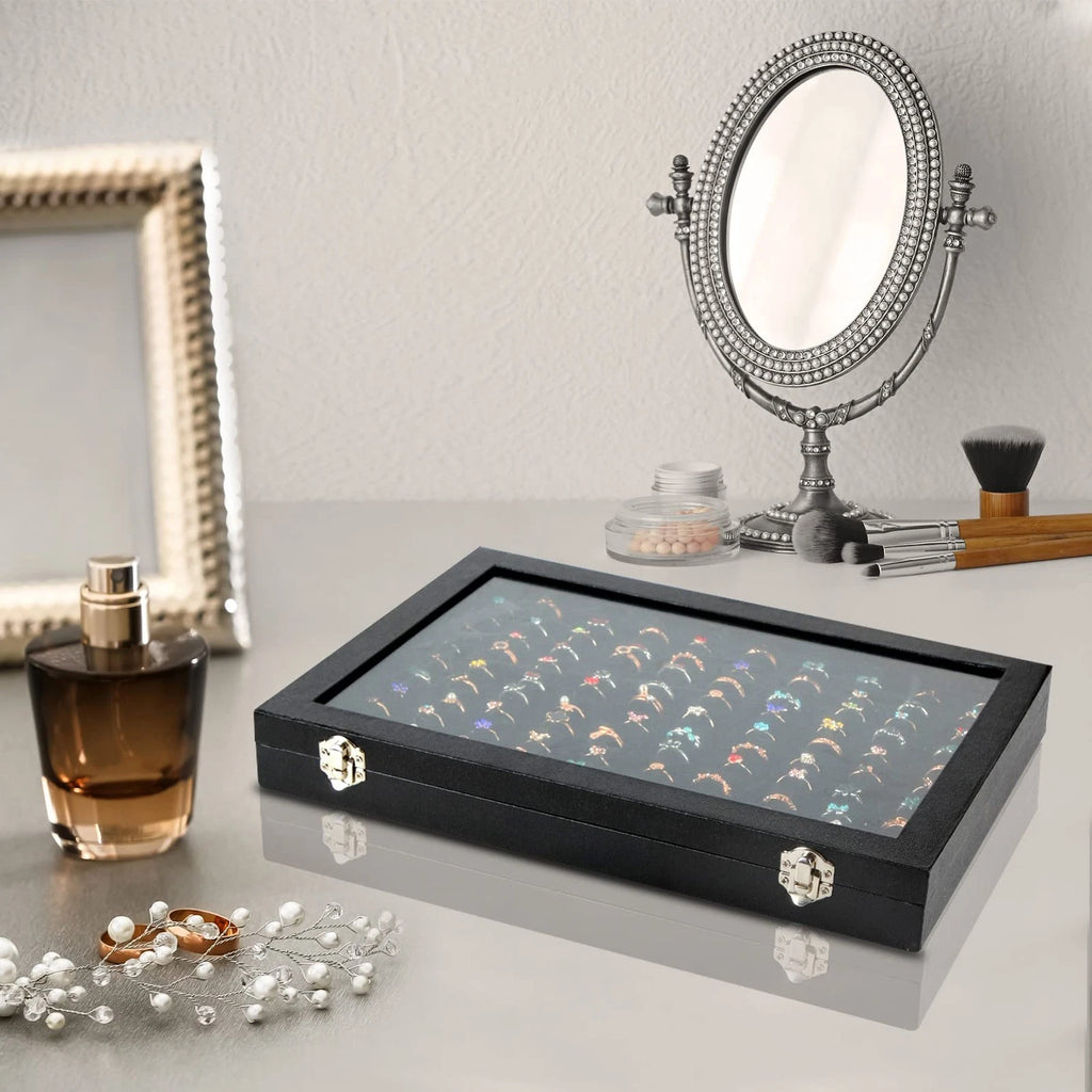 Ring Display Case Organizer Box with Transparent Lid, 100 Slots Ring Storage ... | eBay