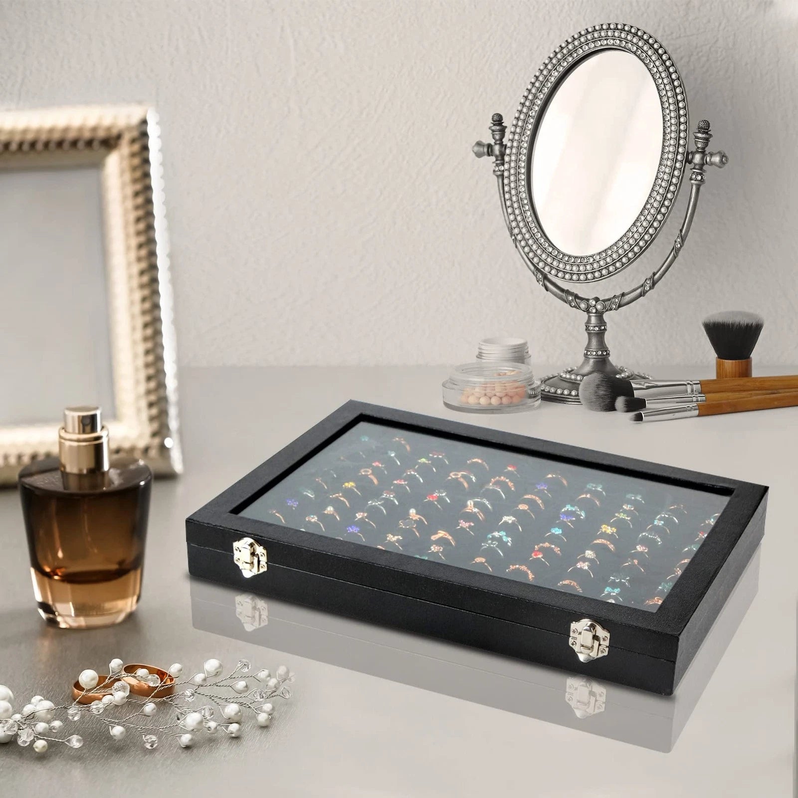 Ring Display Case Organizer Box with Transparent Lid, 100 Slots Ring Storage ... | eBay