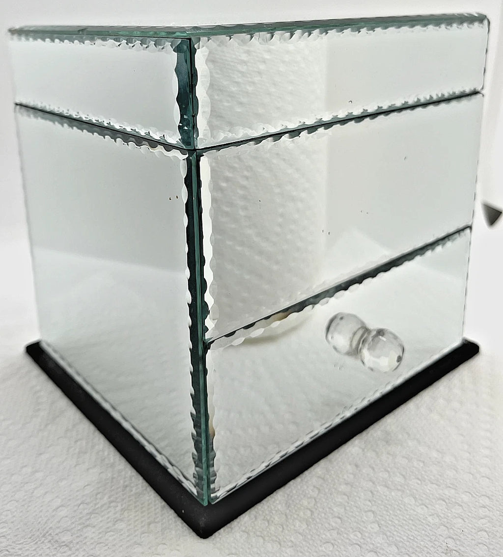 Mirrored Jewelry Box W/ Lid & Drawer Mirrored On All Sides Organizer Women’s! | eBay