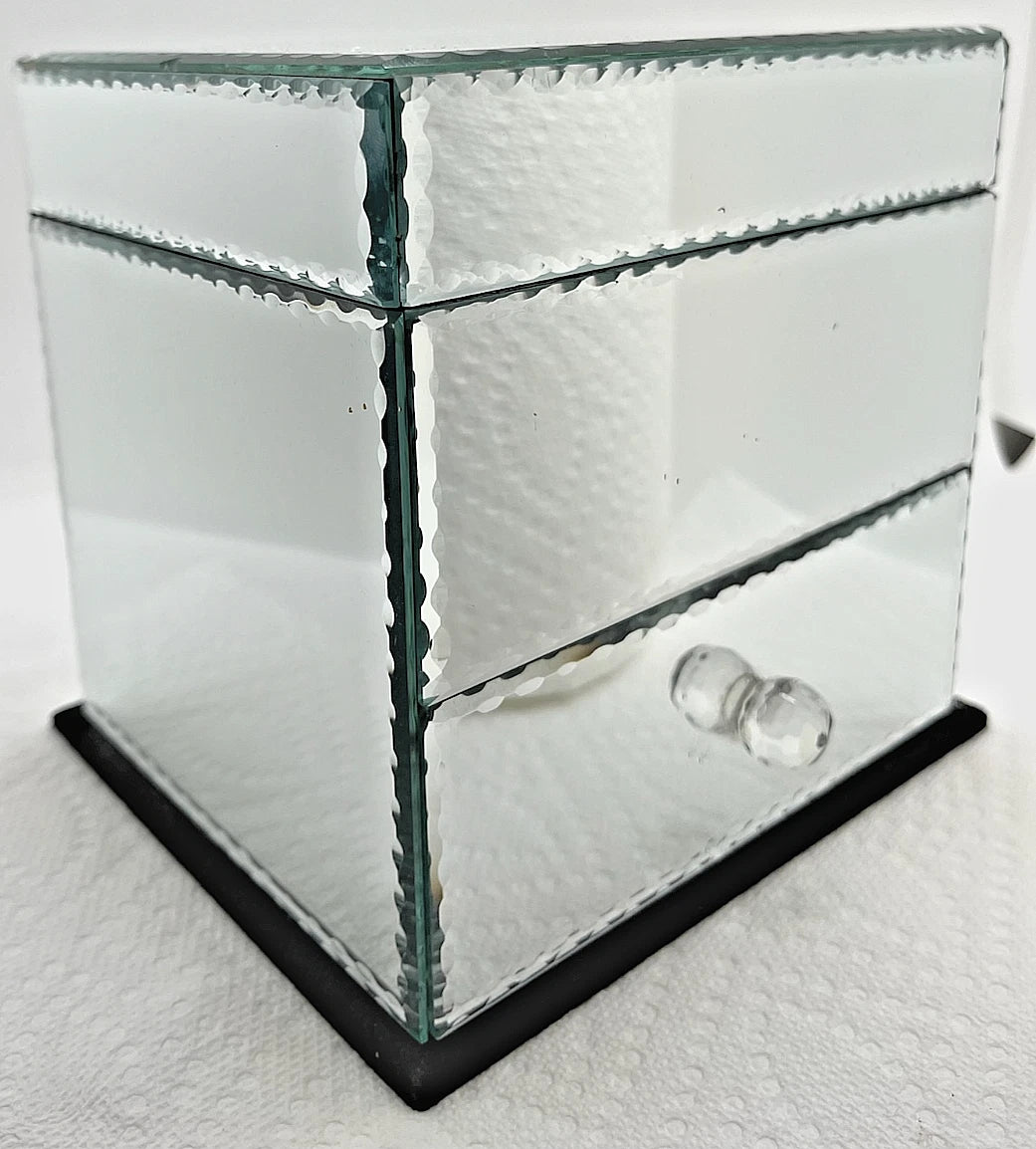 Mirrored Jewelry Box W/ Lid & Drawer Mirrored On All Sides Organizer Women’s! | eBay