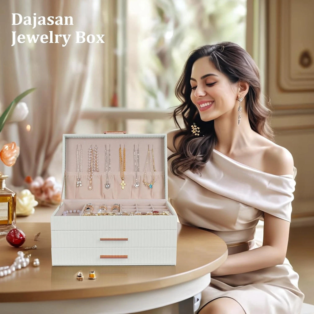 Jewelry Boxes for Women, Jewelry Box Organizer with 2 Drawers, 3-Tier Large Jewe | eBay