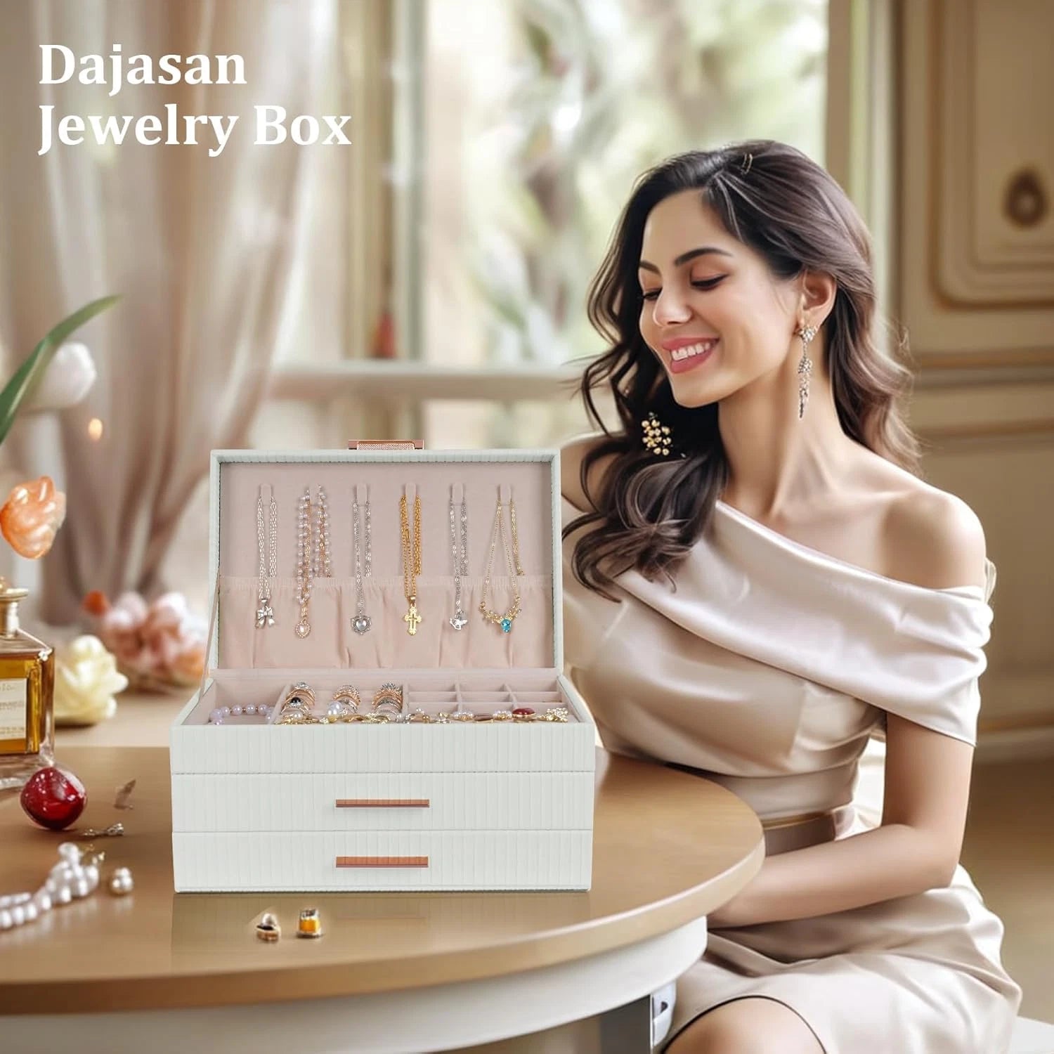 Jewelry Boxes for Women, Jewelry Box Organizer with 2 Drawers, 3-Tier Large Jewe | eBay