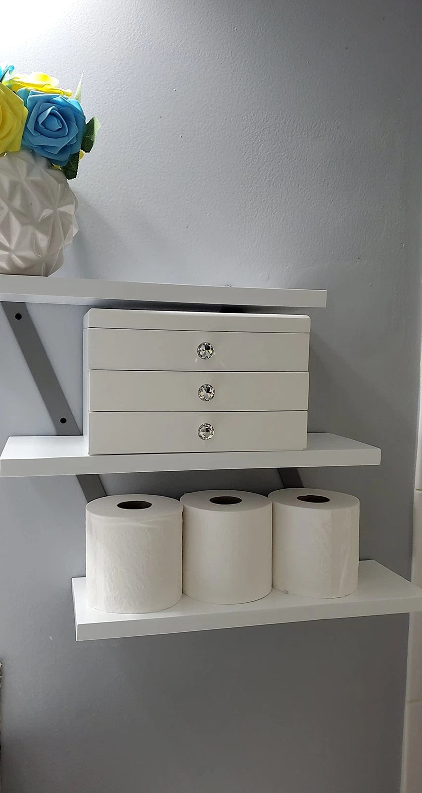 Jewelry Box Wooden Case 3 Layer Organizer with Large Mirror White | eBay