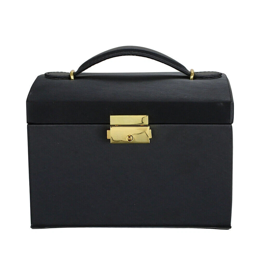 3-Tier Portable Jewelry Storage Case for Necklace Earrings Rings Bracelets Black | eBay