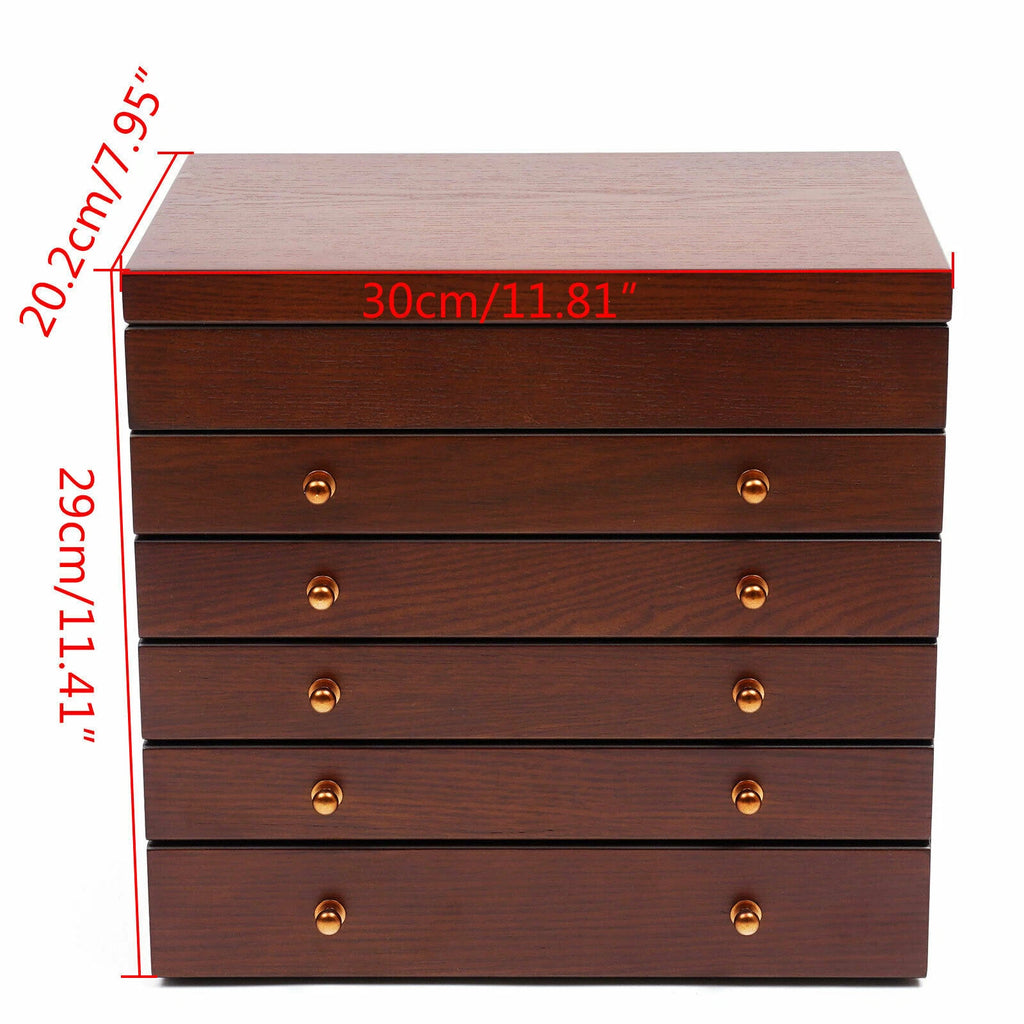 Wooden Jewelry Storage Box 6 Layer Watches Necklace Case Cabinet with Drawers | eBay