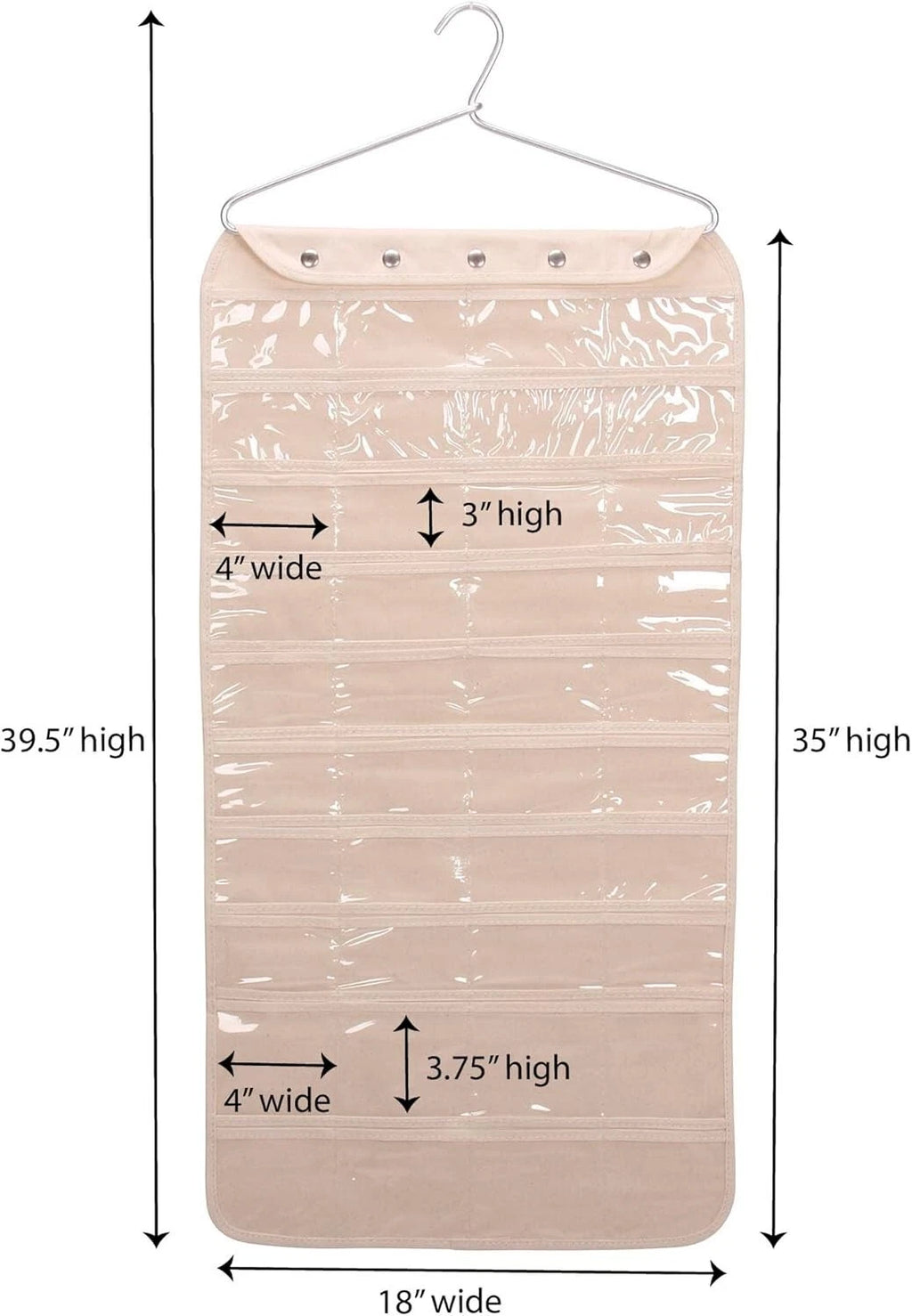 Durable 80-Pocket Jewelry Storage - Elegant Hanging Organizer in Natural Finish | eBay