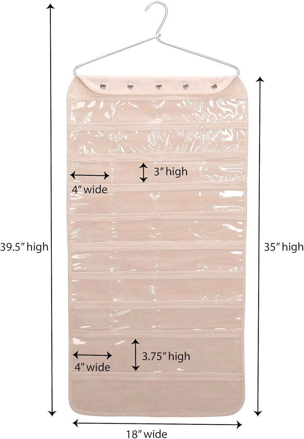 Durable 80-Pocket Jewelry Storage - Elegant Hanging Organizer in Natural Finish | eBay