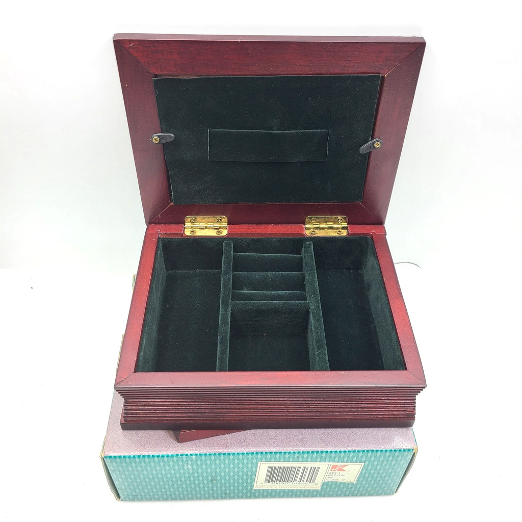 Kmart Gift Gallery Wooden Jewelry Organizer Box Mens Maroon Built-In Photo Frame | eBay