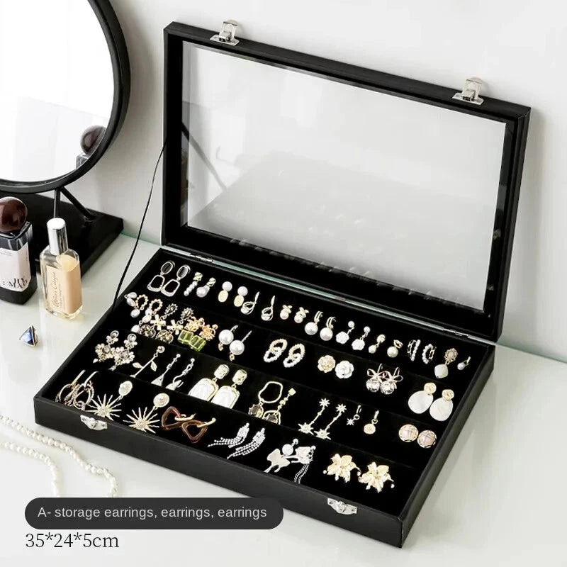 Jewelry Storage Box with Clear Lid for Earrings Necklaces Rings Organizer Holder | eBay