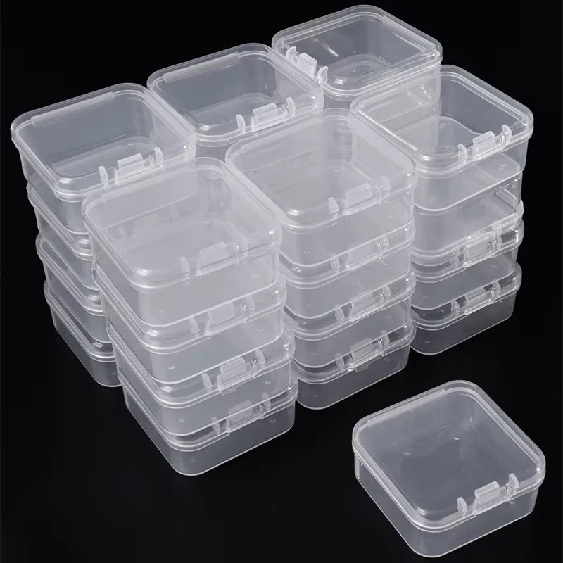 6/60Pcs Mini Plastic Box Square Transparent Storage Box for Jewelry Earrings Rin | eBay
