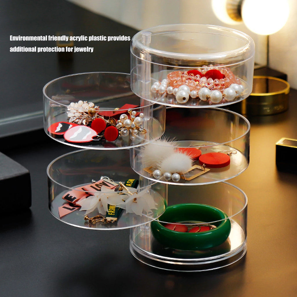 Rotatable Jewelry Box 5 Layer Transparent 360 Degree Rotation Space Saving E DGD | eBay