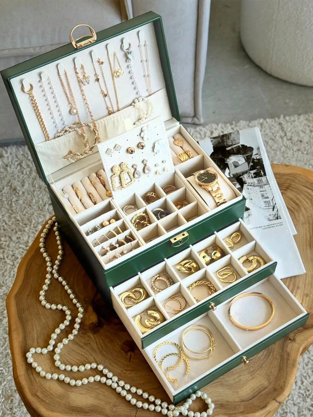 NGE-3-Layer Locking Large Capacity Jewelry Storage Box, Portable Jewelry Storag | eBay